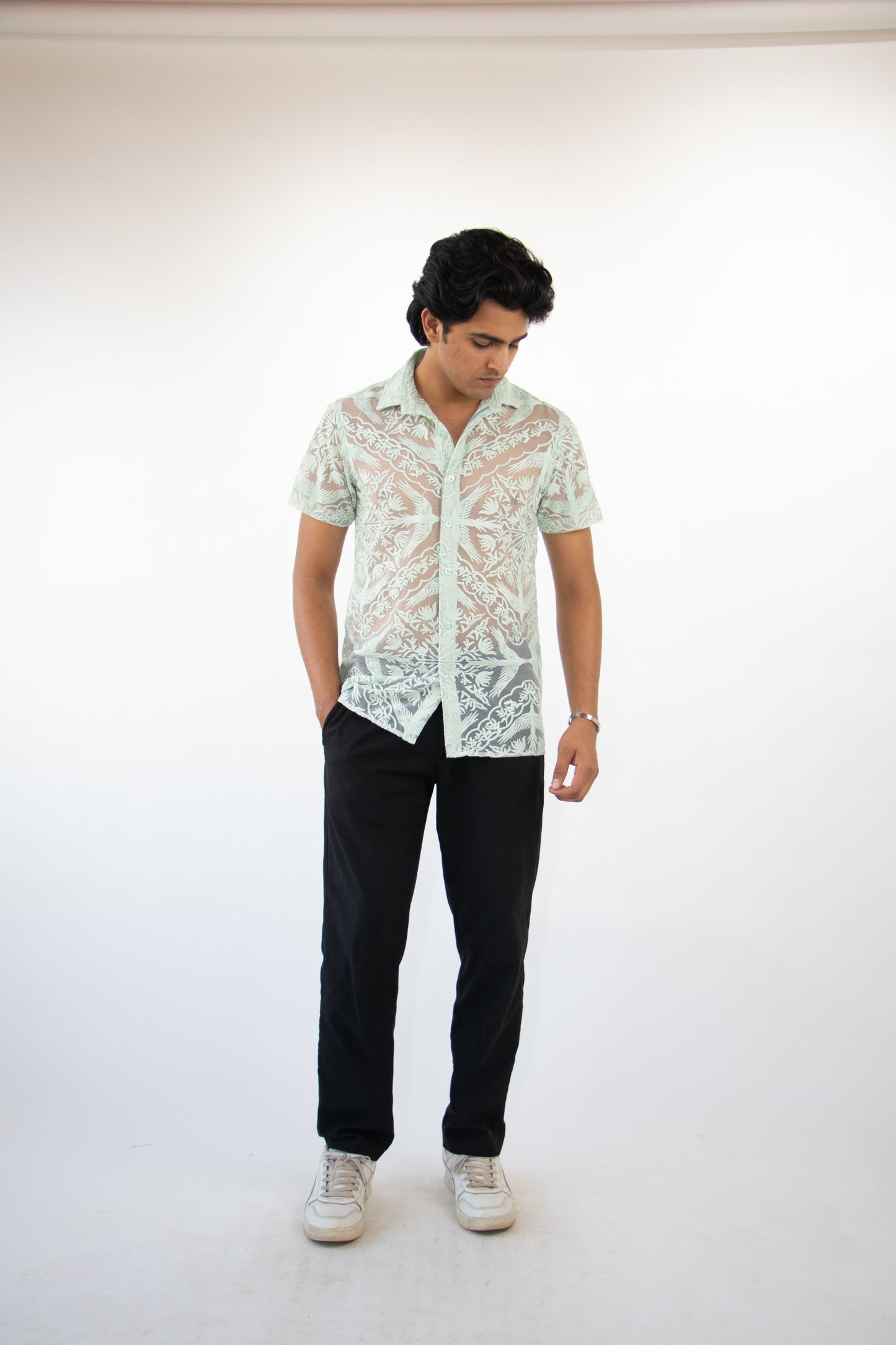 1 OF 3 BIRDS OF PARADISE EMBROIDERY SHIRT