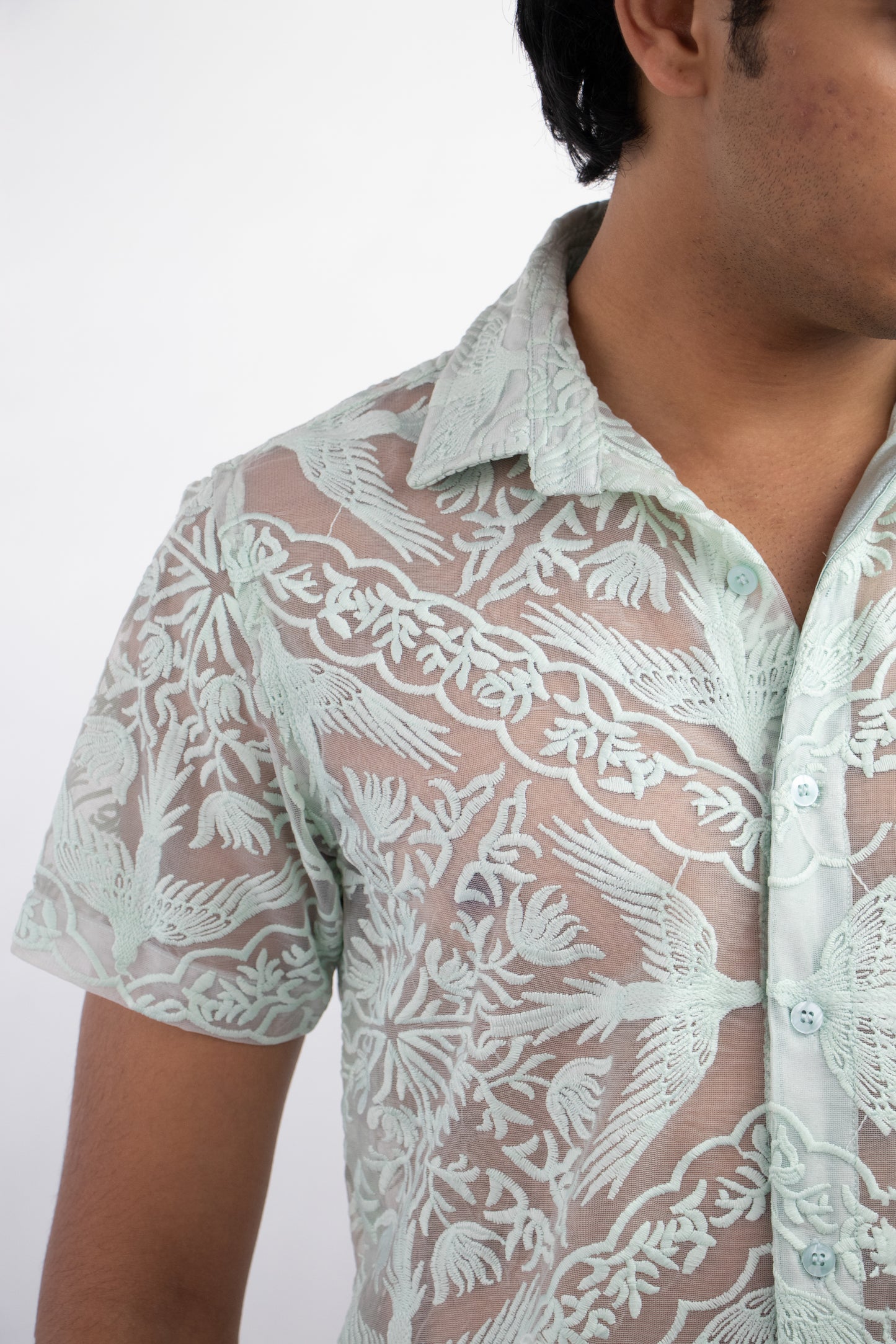 1 OF 3 BIRDS OF PARADISE EMBROIDERY SHIRT
