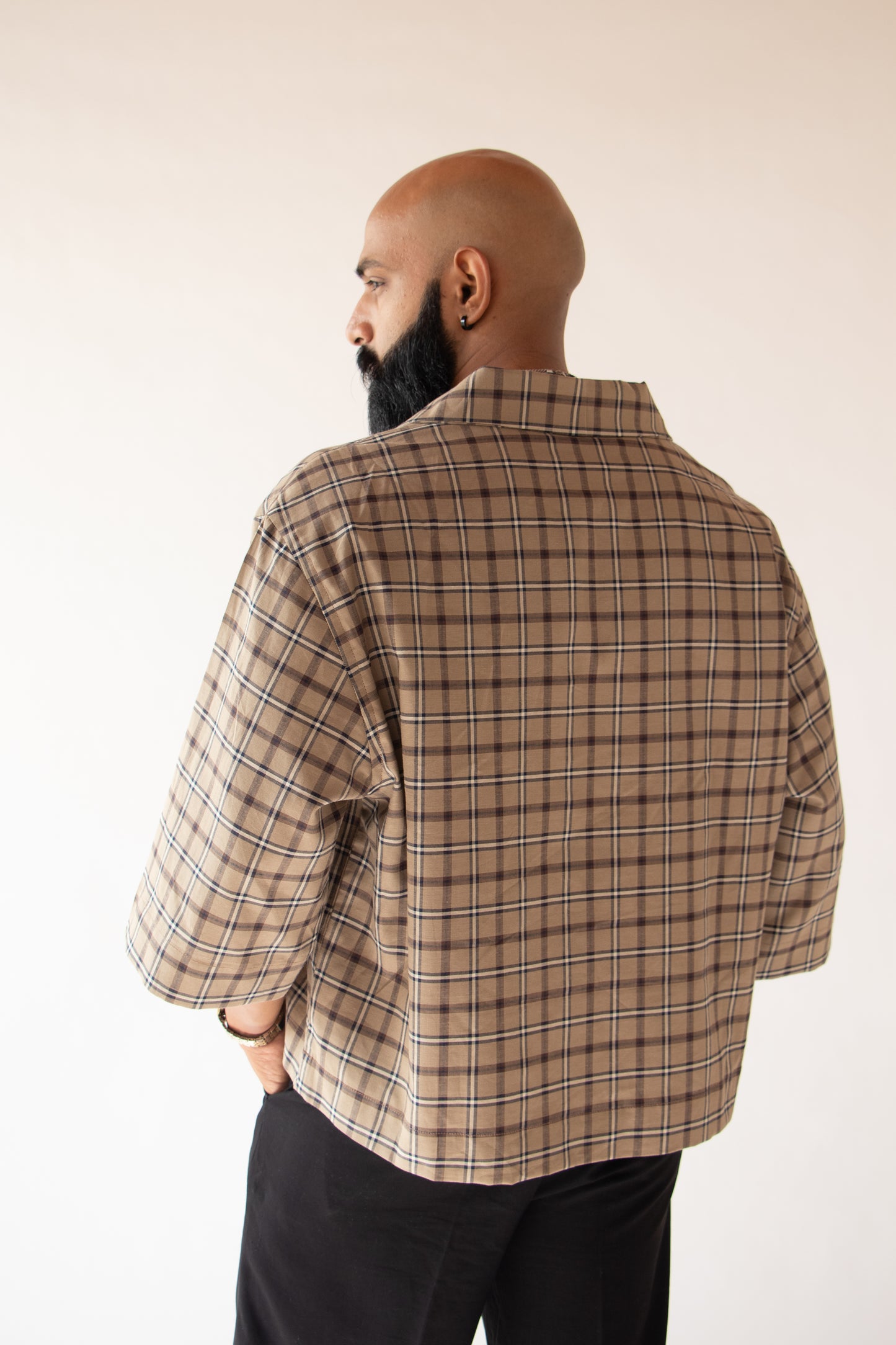 1 OF 10 UPCYCLED CHECKERED CROP SHIRT