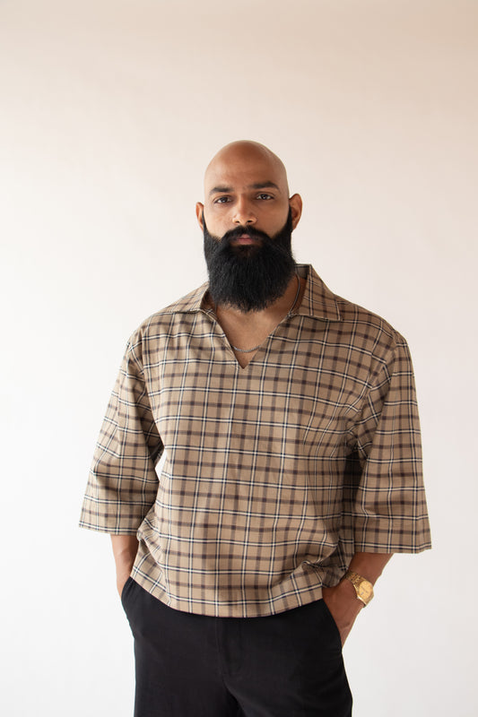 1 OF 10 UPCYCLED CHECKERED CROP SHIRT