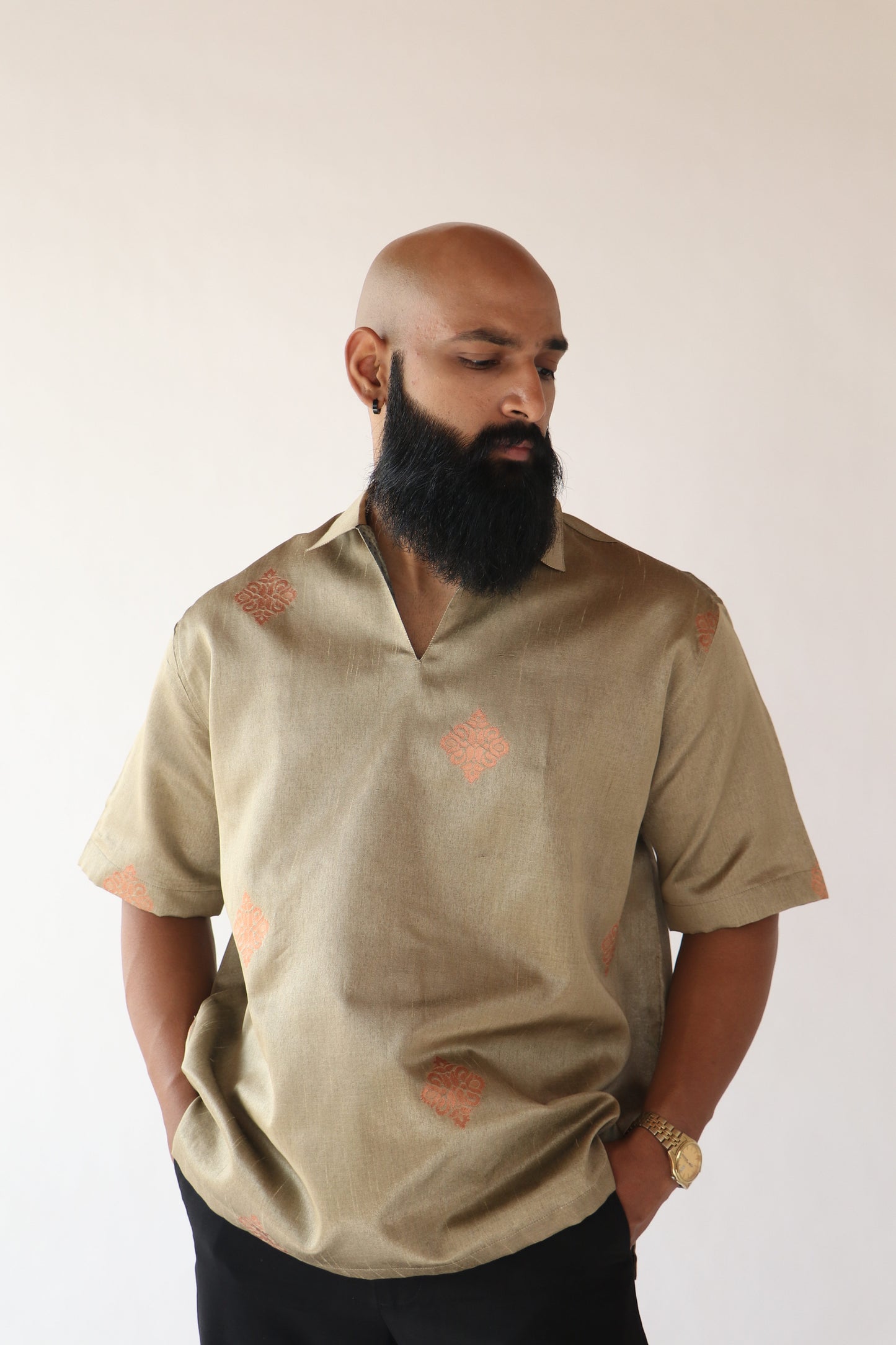 1 OF 3 ROYAL GOLD SAREE SHIRT