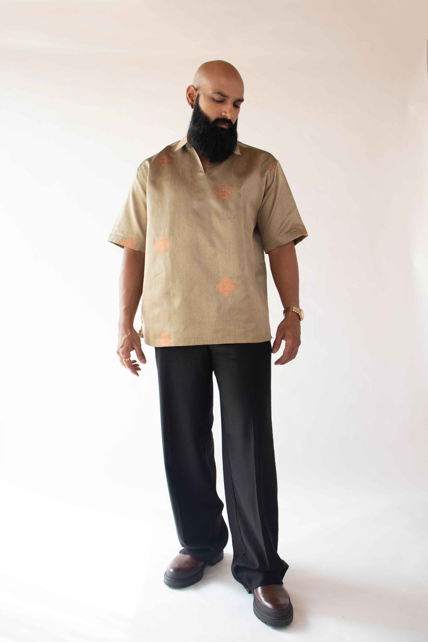 1 OF 3 ROYAL GOLD SAREE SHIRT