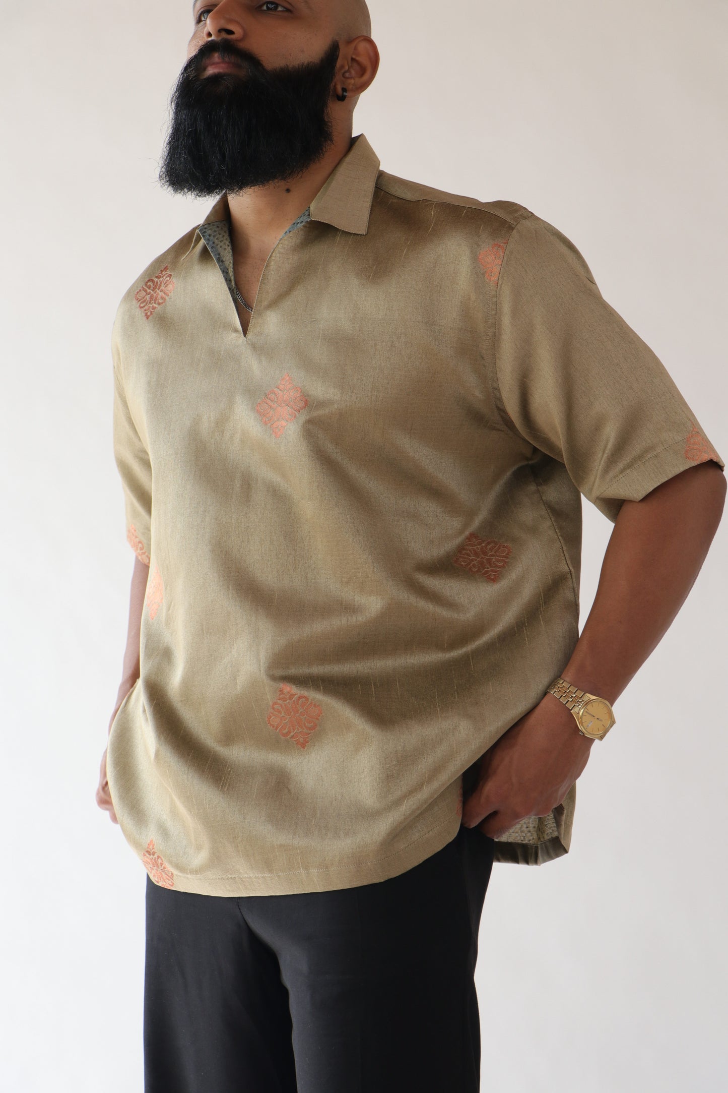 1 OF 3 ROYAL GOLD SAREE SHIRT