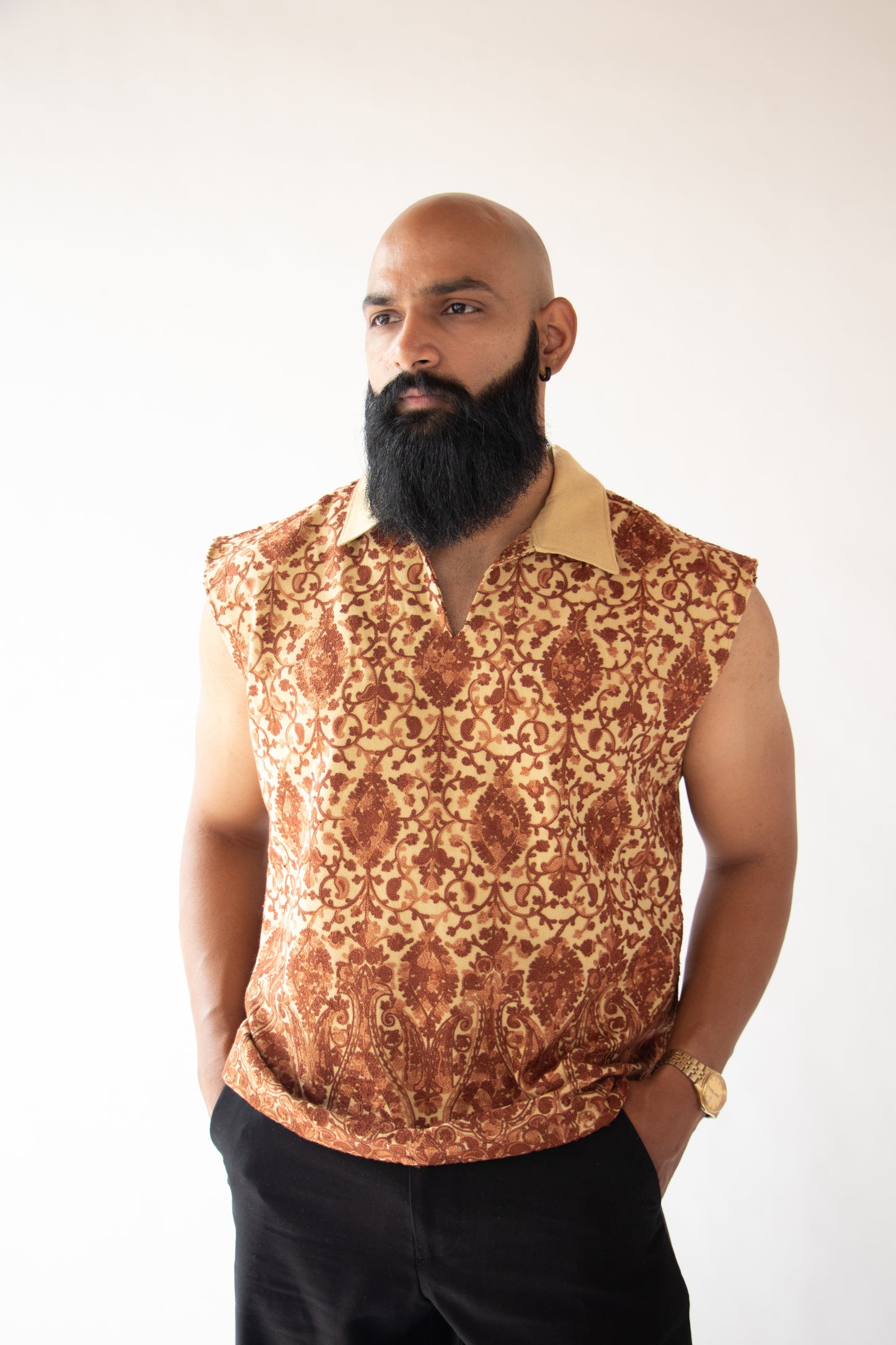 1 OF 1 EMBROIDERED SUMMER VEST- YELLOW