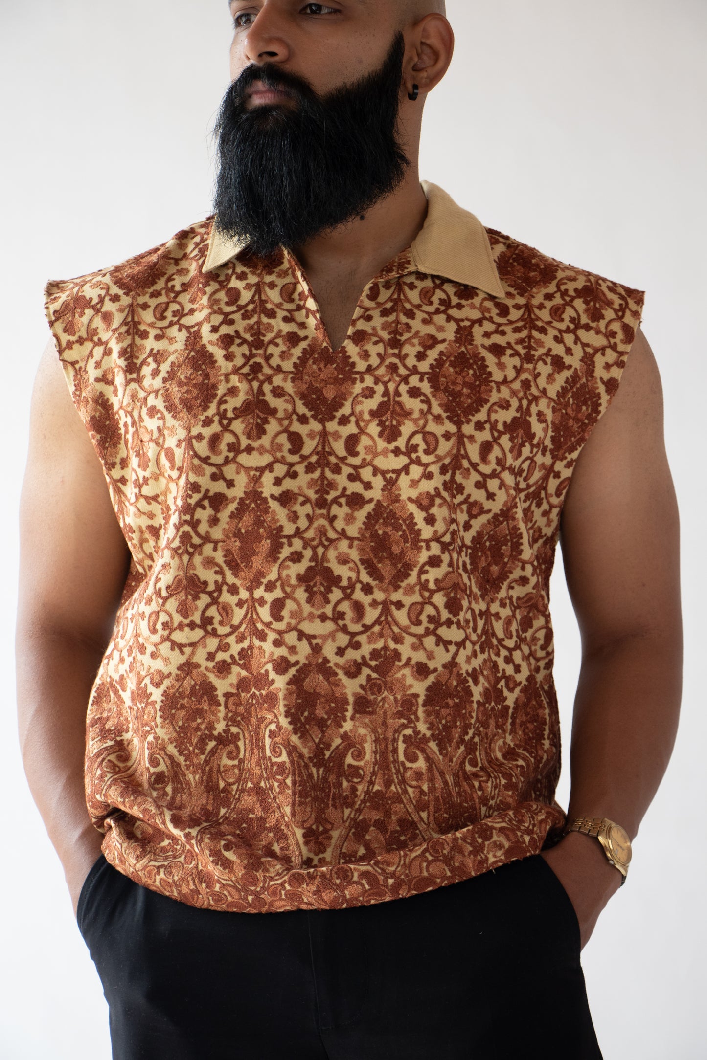 1 OF 1 EMBROIDERED SUMMER VEST- YELLOW