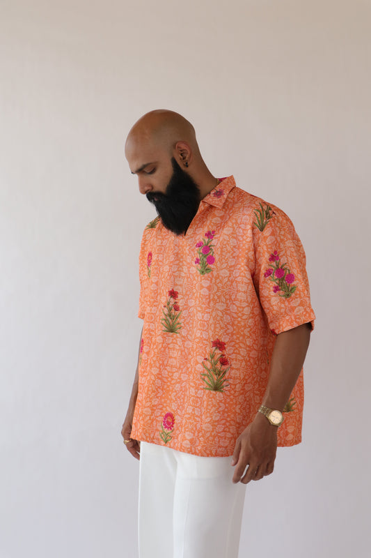 1 OF 3 SUNSET FLORAL SAREE SHIRT