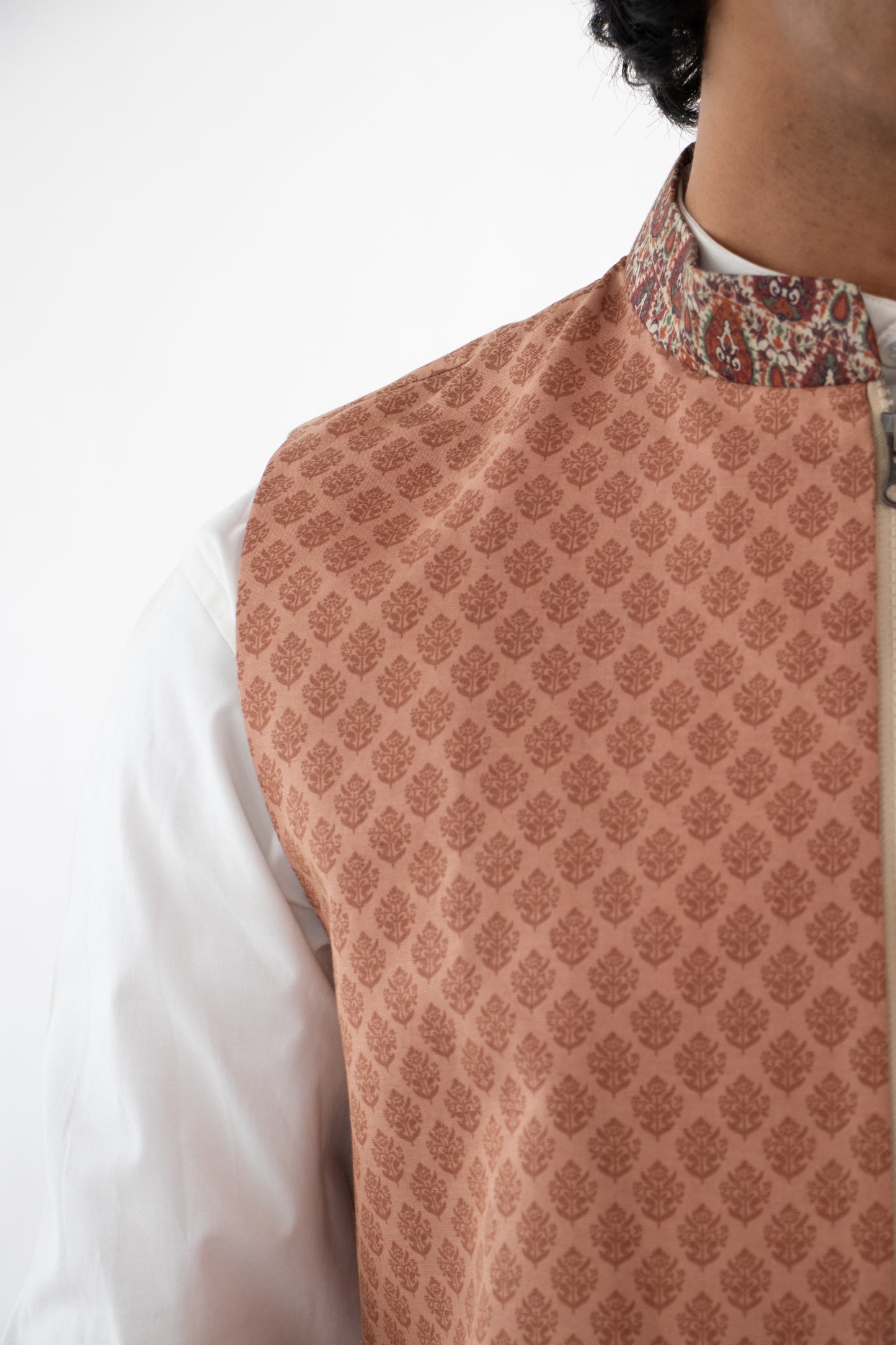 1 OF 1 TAN BROWN PRINTED WAIST COAT