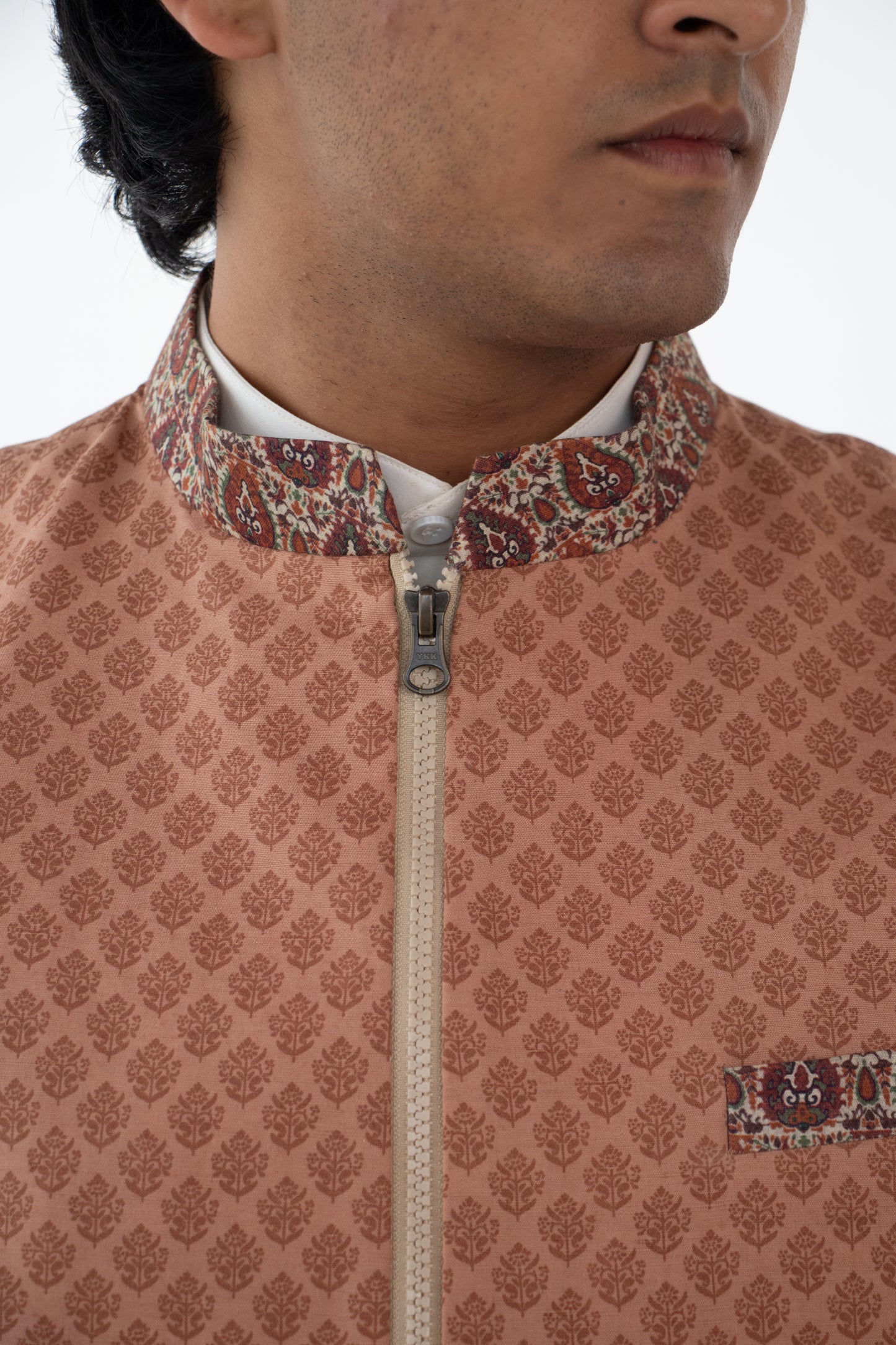 1 OF 1 TAN BROWN PRINTED WAIST COAT