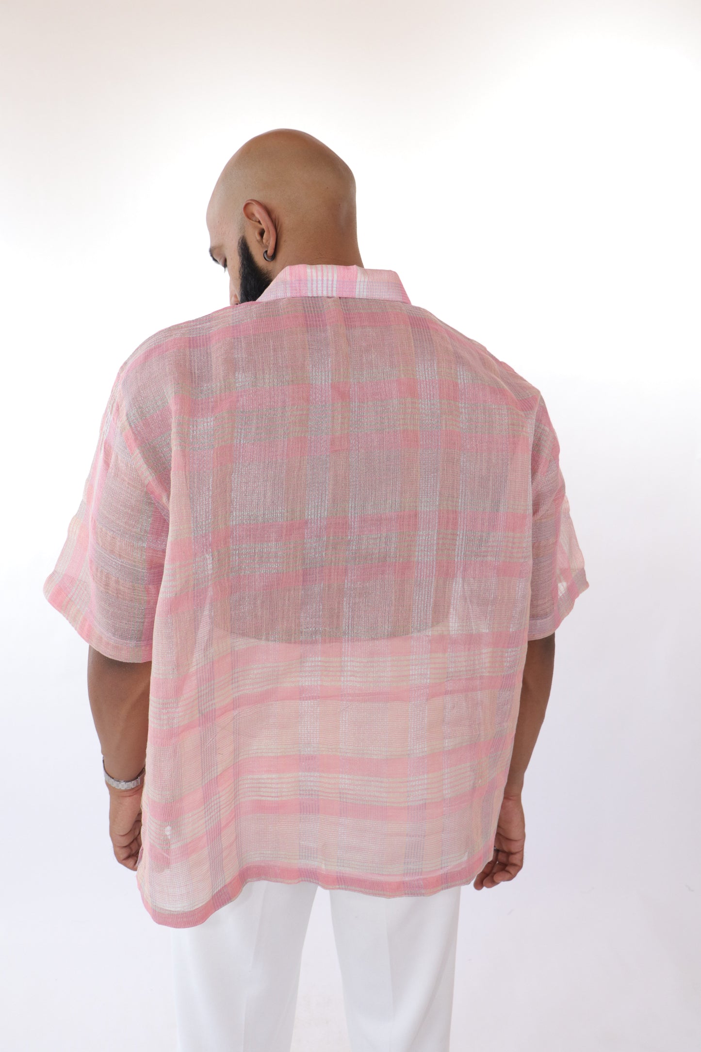 1 OF 3 HAND-CRAFTED SALMON SAREE SHIRT