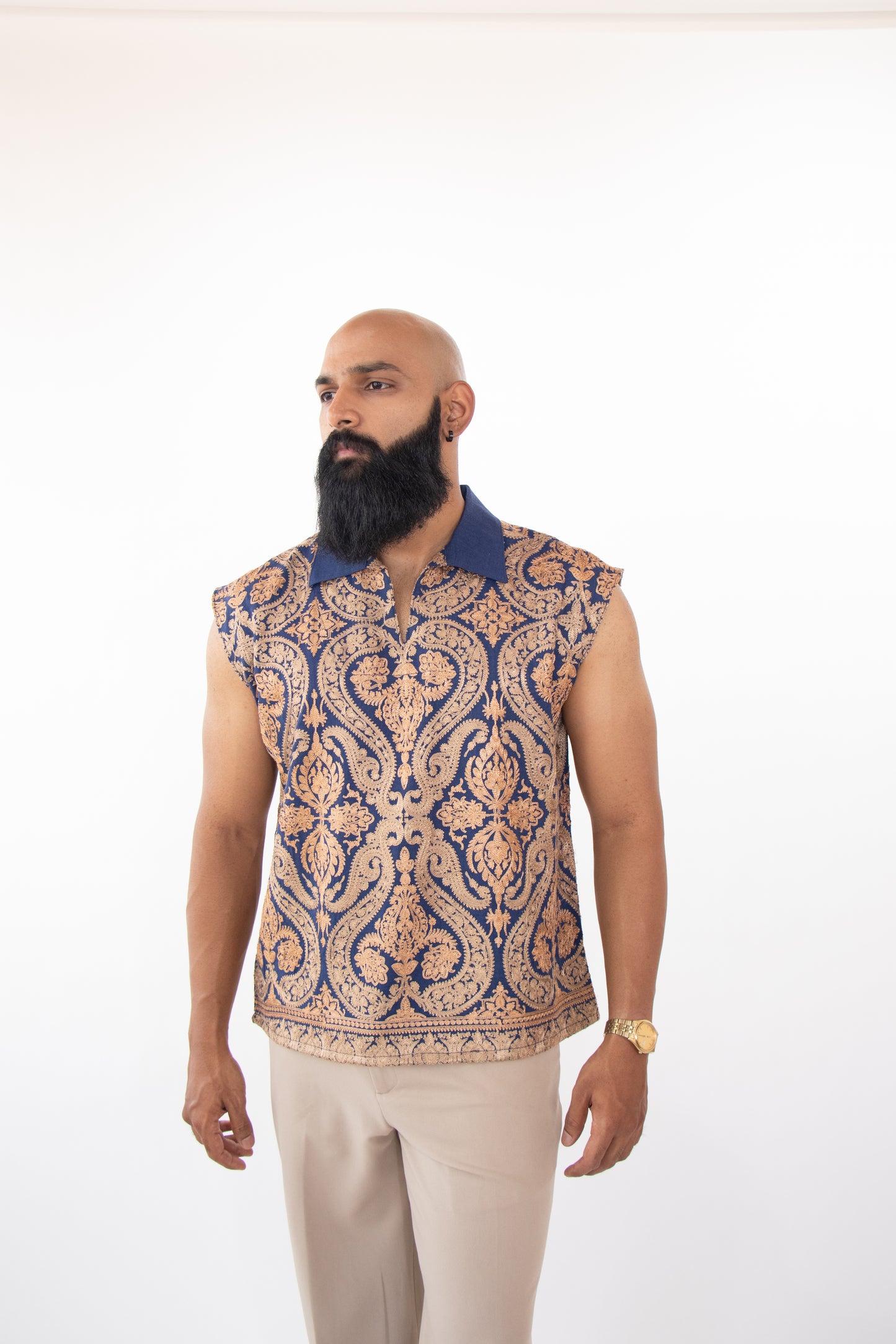 1 OF 1 HAND-EMBROIDERED SUMMER VEST BLUE