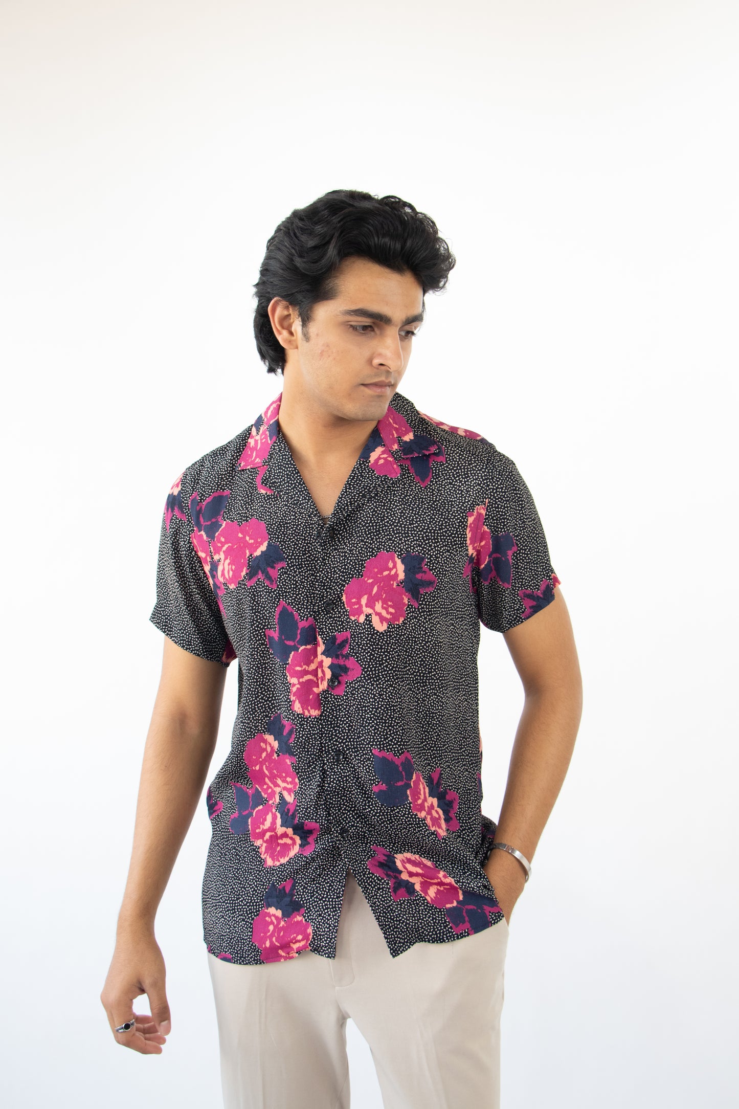 1 OF 3 BLACK FLORAL SHIRT