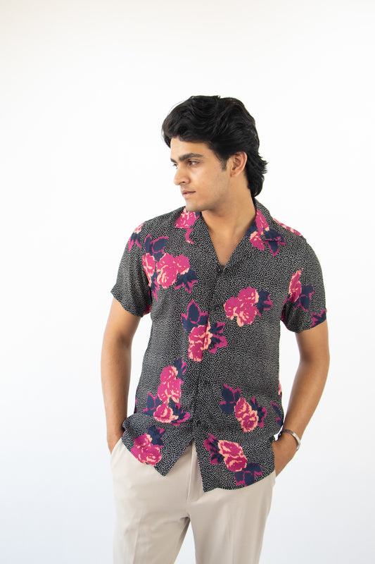 1 OF 3 BLACK FLORAL SHIRT