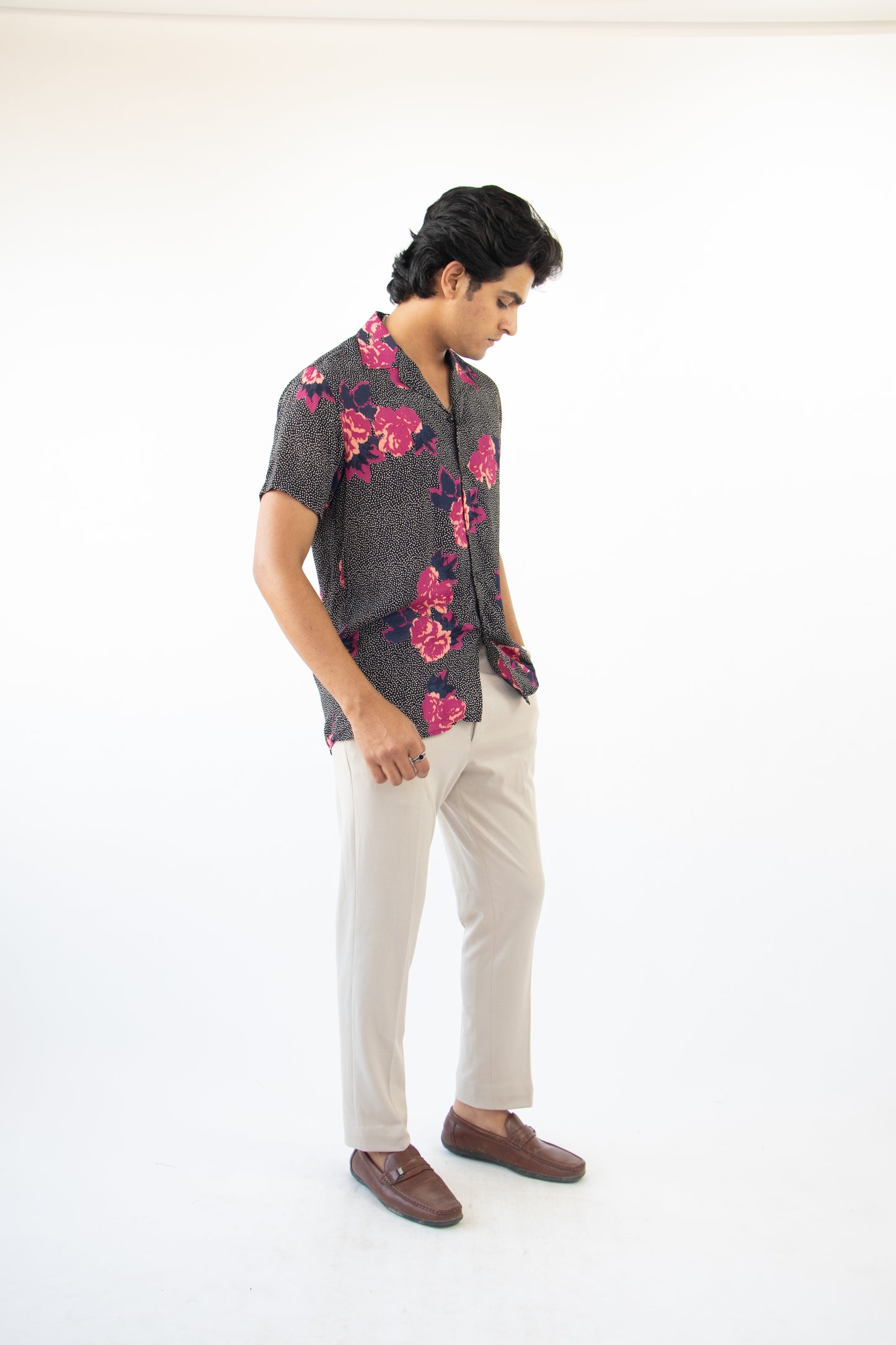 1 OF 3 BLACK FLORAL SHIRT