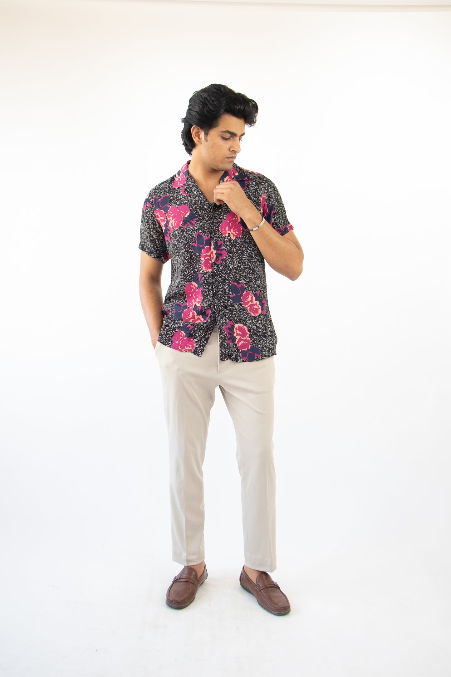 1 OF 3 BLACK FLORAL SHIRT