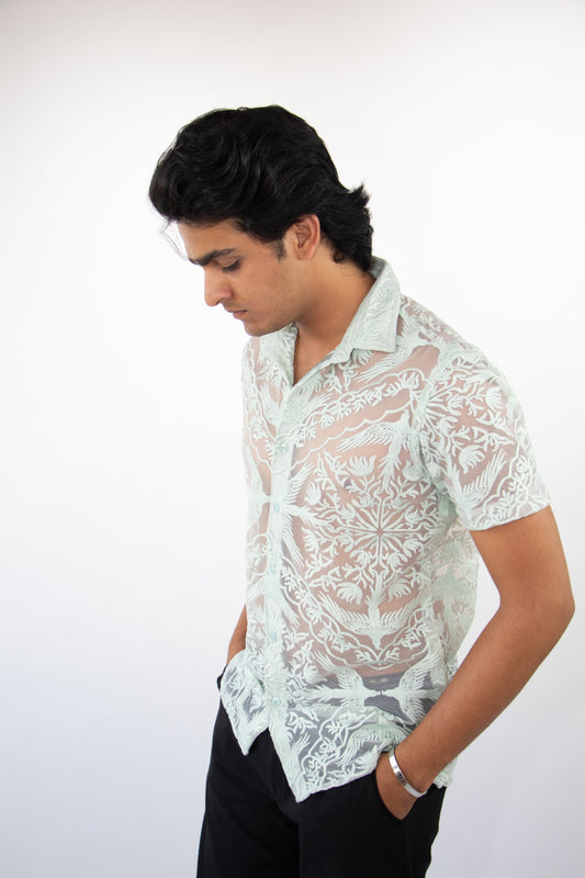 1 OF 3 BIRDS OF PARADISE EMBROIDERY SHIRT